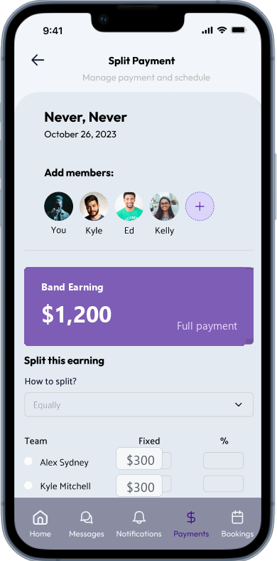 PaperPlay split payment screen